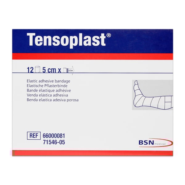 Tensoplast 5 cm x 4.5 meters: Adhesive elastic bandage (Box of 12 units)
